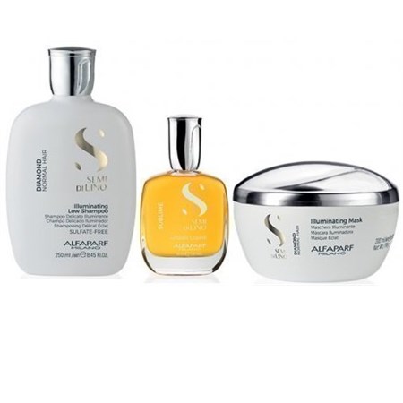 Kit Semi Di Lino Diamond Shampoo + Maschera + Cristalli Liquidi