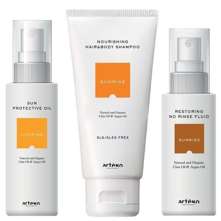 Artego Artego Kit Sunrise Protective Oil + Nourishing HaireBody Shampoo + Restoring No Rinse Fluid