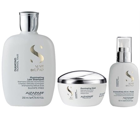 Kit Semi Di Lino Diamond Shampoo + Maschera + Extraordinary All In 1 Fluid