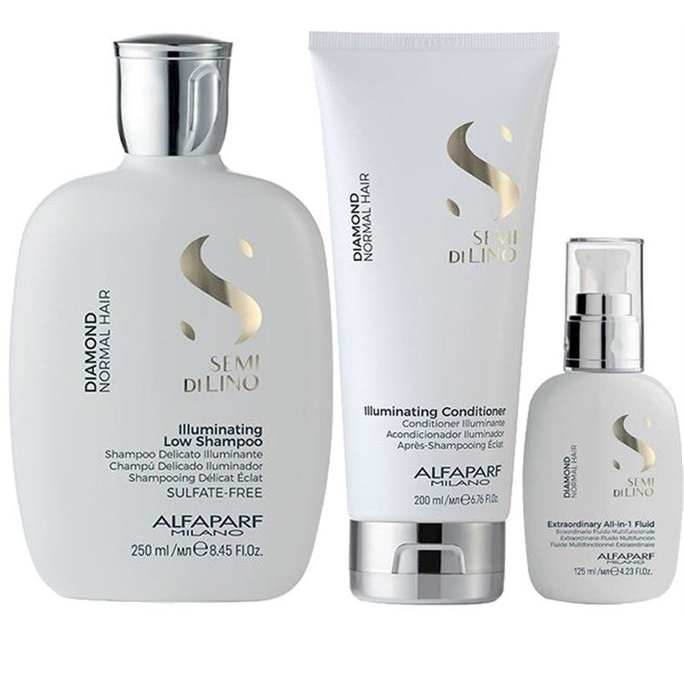 Alfaparf Alfaparf Kit Semi Di Lino Diamond Shampoo + Conditioner + Extraordinary All In 1 Fluid