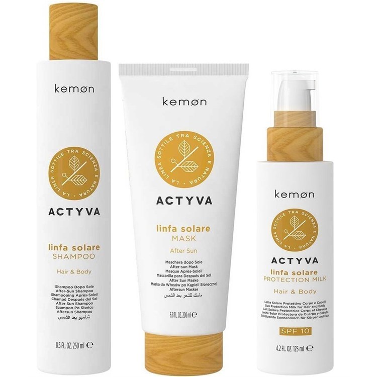 Kemon Actyva Kemon Actyva Kit Linfa Solare Shampoo + Mask +  Protection Milk Hair e Body Milk SPF 10