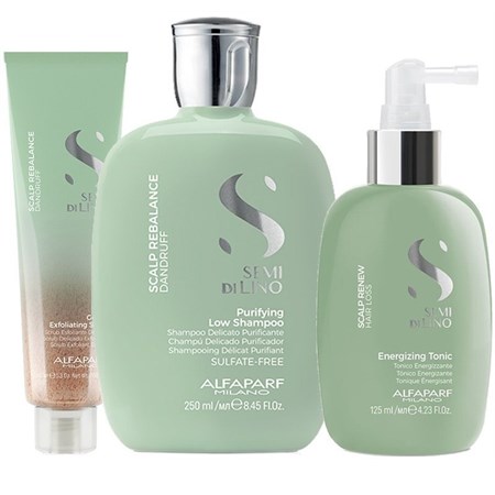 Kit Semi Di Lino Scalp Rebalance Purifying Low Shampoo + Scalp Rebalance Gentle Exfoliating Scrub + Scalp Renew Energizing Tonic