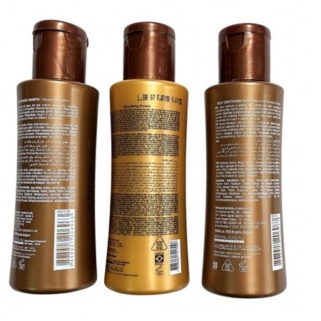Brasil Cacau Kit Cadiveu Smoothing Protein 110ml x 3 + Anti frizz Shampoo 300ml + Anti frizz Conditioner 300ml in Kit