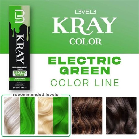 LV3 Kray Color Semi Permanent Color 100ml Electric Green in Barber Shop