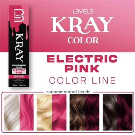 LV3 Kray Color Semi Permanent Color 100ml Electric Pink in Barber Shop