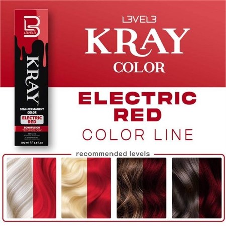 LV3 Kray Color Semi Permanent Color 100ml Electric Red in Barber Shop