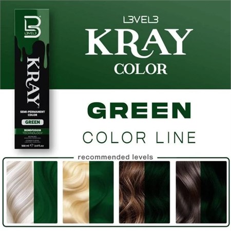 LV3 Kray Color Semi Permanent Color 100ml Green in Barber Shop