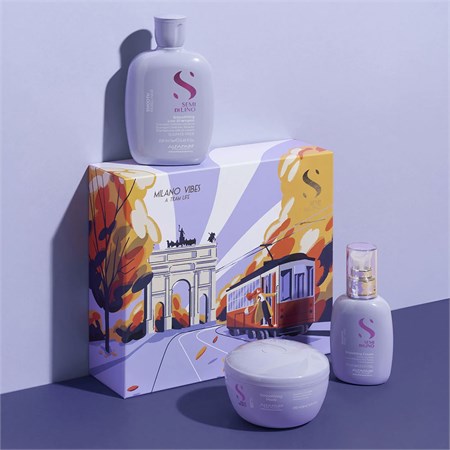 Alfaparf Alfaparf Milano Semi di Lino Holiday Set Smooth Shampoo + Conditioner + Smoothing Cream in Kit