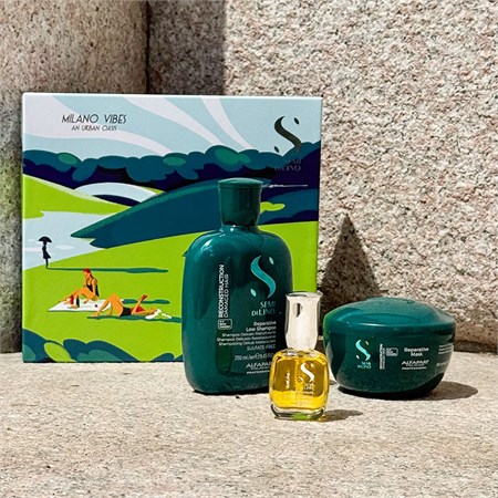 Alfaparf Alfaparf Milano Semi di Lino Holiday Set Reparative Shampoo + Maschera + Cristalli Liquidi in Kit