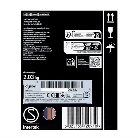 Dyson Supersonic Professional Violet Steel Asciugacapelli Ad asciugatura Rapida in Accessori