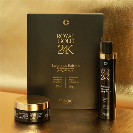 Beox Royal Gold 24K Kit Luminous Shampoo 250 ml e Maschera 240ml in Kit