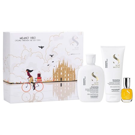 alfaparf milano semi di lino holiday set illuminating shampoo conditioner cristalli liquidi