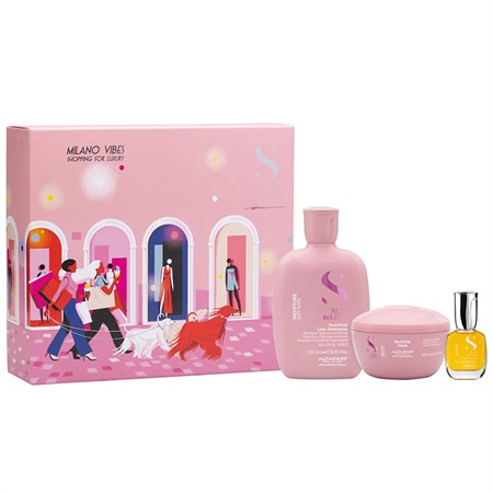 alfaparf milano semi di lino holiday set moisture shampoo maschera cristalli liquidi