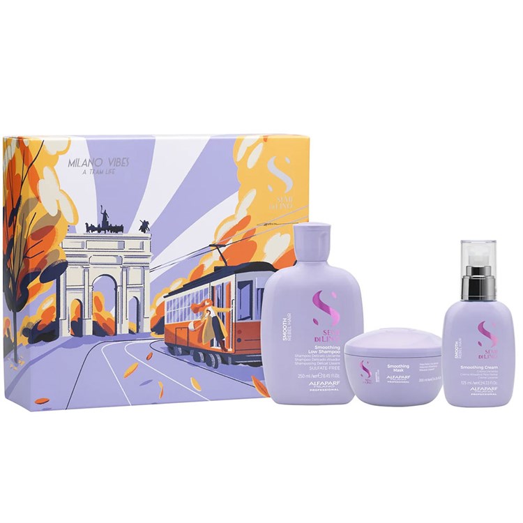 Alfaparf Alfaparf Alfaparf Milano Semi di Lino Holiday Set Smooth Shampoo + Conditioner + Smoothing Cream