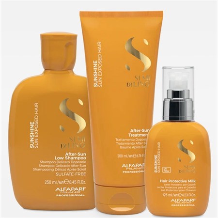 alfaparf semi di lino sunshine kit completo shampoo maschera leave in