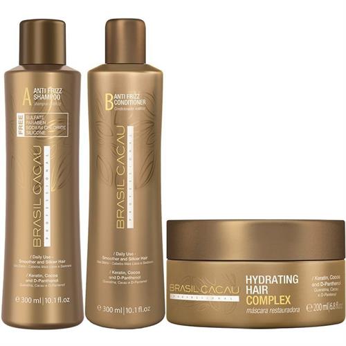 Brasil Cacau Brasil Cacau Kit Anti Frizz Shampoo 300ml + Conditioner 300ml + Hydrating Hair Complex Maschera 200ml