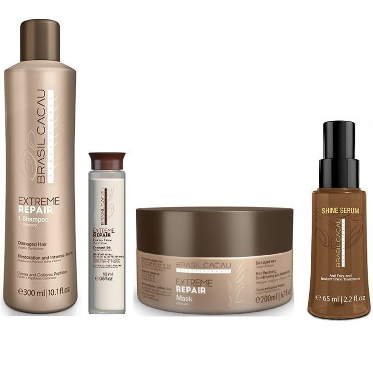 Brasil Cacau Brasil Cacau Kit Cadiveu Laminazione Extreme Repair Shampoo + Cocoa Dose + Maschera + Shine Serum