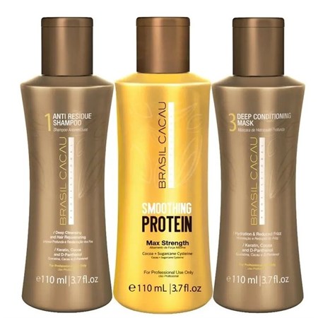 brasil cacau smoothing protein kit shampoo treatment mask 3 x 110ml