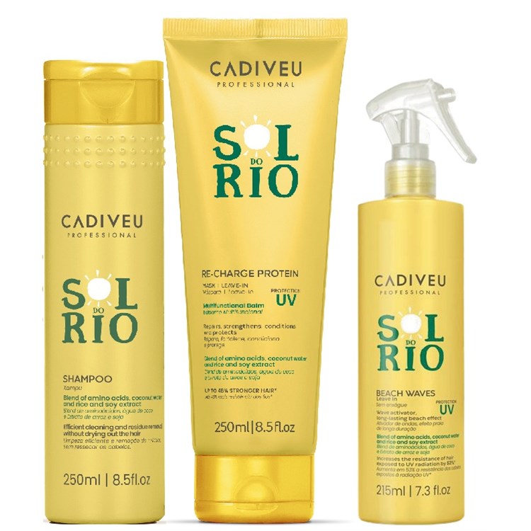 Cadiveu Cadiveu Cadiveu Kit Solare Sol Do Rio Shampoo 250ml + Maschera 250ml + Spray 215ml