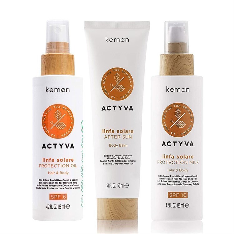 Kemon Actyva Kemon Actyva Kit Linfa Solare Protection Oil Hair e Body SPF 6 + After Sun Body Balm + Protection Milk Hair e Body SPF 10