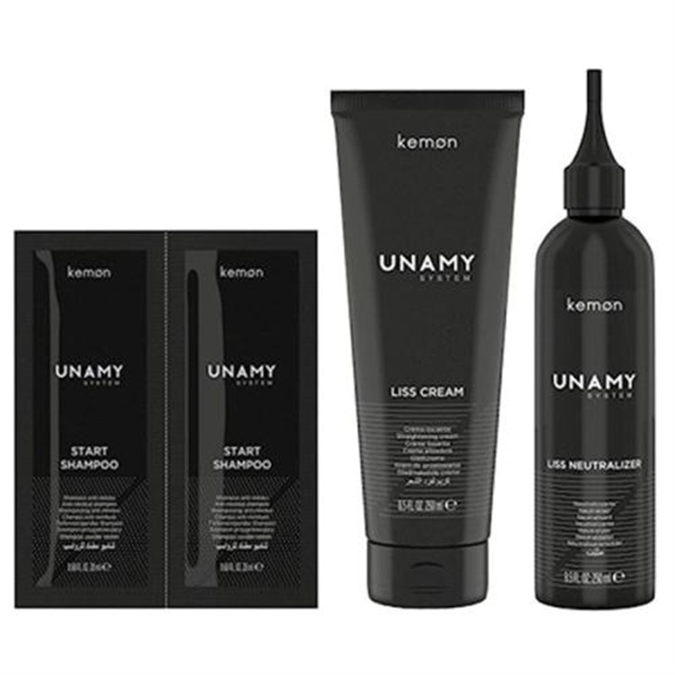 Kemon Kemon Kemon Unamy Kit Liss 540ml Start Shampoo 2x20 ml + Liss Cream 250ml + Liss Neutralizer 250m