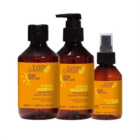 kit sun shampoo 250ml maschera 250ml spray protettivo districante 150ml