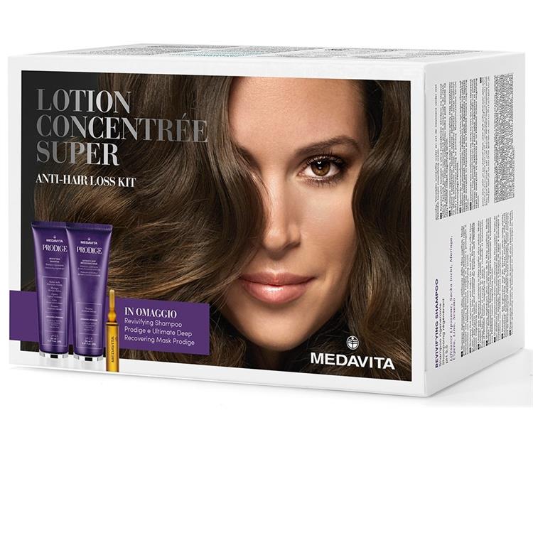 Medavita Medavita Lotion Concentrée Super Donna 12 x 7ml + Prodige Revivifying Shampoo 150 ml + Ultimate Deep Recovering Mask 150 ml