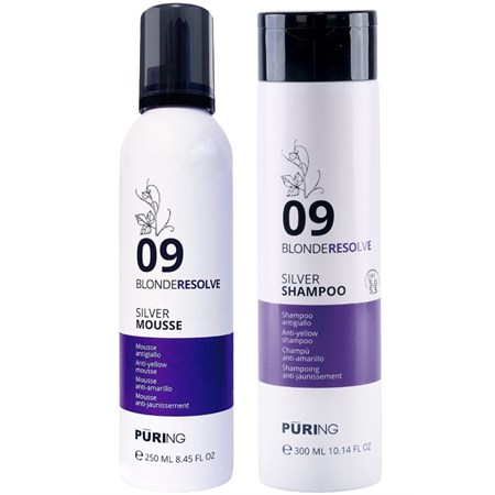 Puring Puring PURING Kit Blonderesolve Silver Shampoo 09 300ml + Mousse 250ml in Capelli Biondi