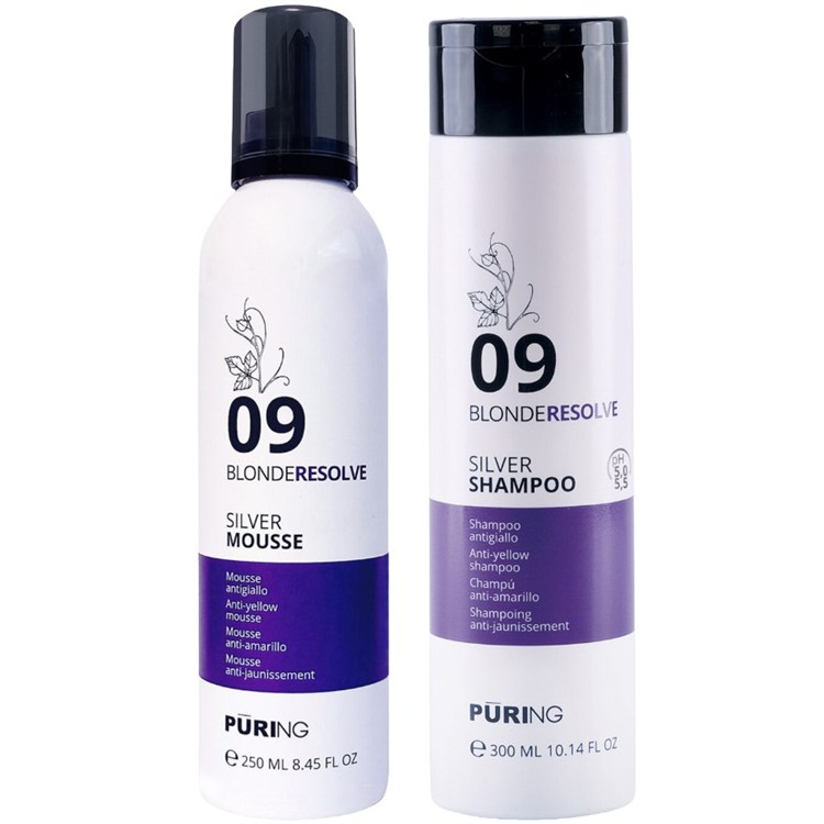 Puring Puring PURING Kit Blonderesolve Silver Shampoo 09 300ml + Mousse 250ml