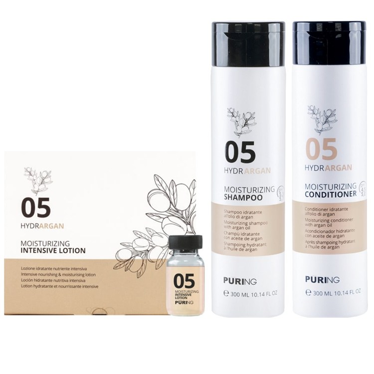 Puring Puring PURING Kit Hydrargan Moisturizing Shampoo 05 300ml + Conditioner 300ml + Intensive Lotion 10x10ml