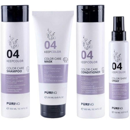 Puring Puring PURING kit Keepcolor Color Care Shampoo 04 300ml + Mask 250ml + Conditioner 300ml + Spray 150ml in Capelli Colorati