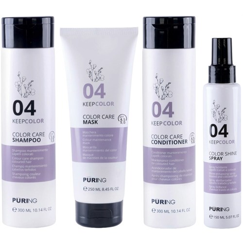 PURING kit Keepcolor Color Care Shampoo 04 300ml + Mask 250ml + Conditioner 300ml + Spray 150ml