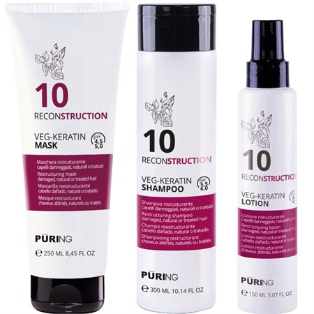 puring kit reconstruction veg keratin shampoo 10 300ml mask 250ml lotion 150ml