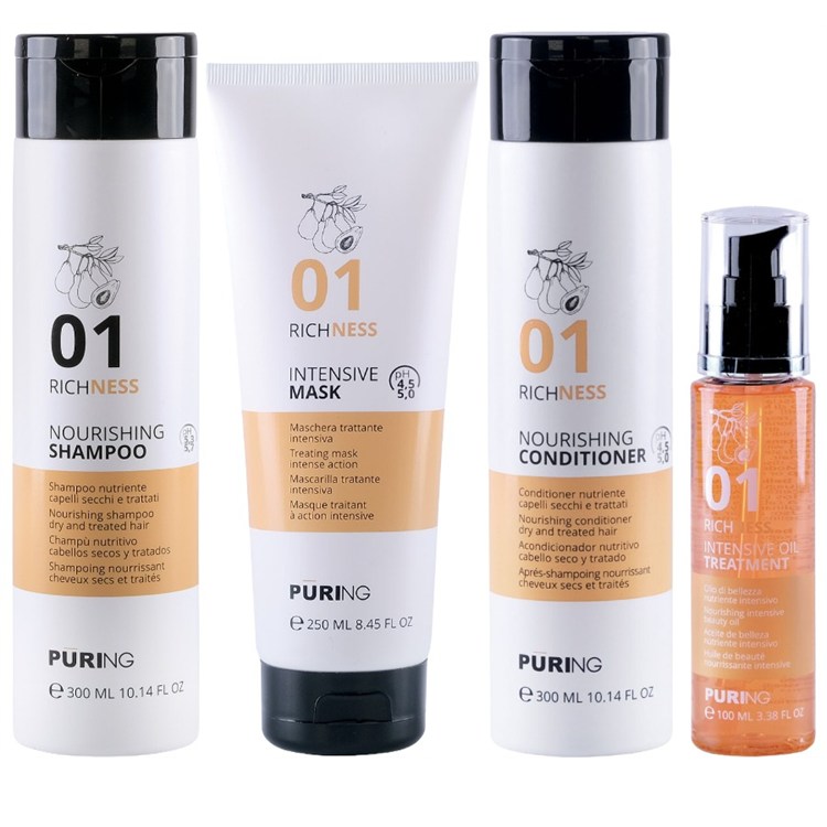 Puring Puring PURING Kit Richness Nourishing Shampoo 01 300ml + Mask 250ml + Conditioner 300ml + Oil 100ml
