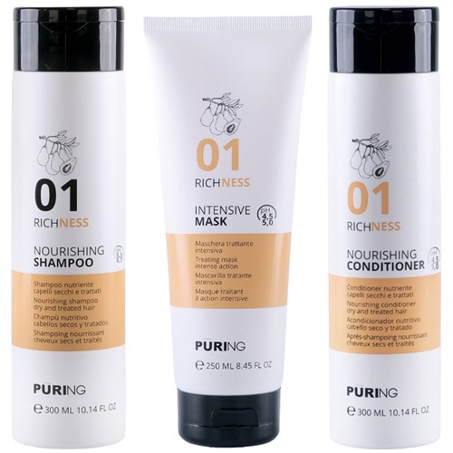 PURING Kit Richness Nourishing Shampoo 01 300ml + Mask 250ml + Conditioner 300ml