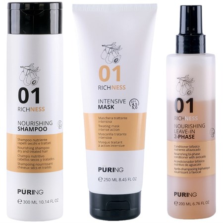 Puring Puring PURING Kit Richness Nourishing Shampoo 01 300ml + Mask 250ml + Conditioner Leave In 2 Phase 200ml in Idratante