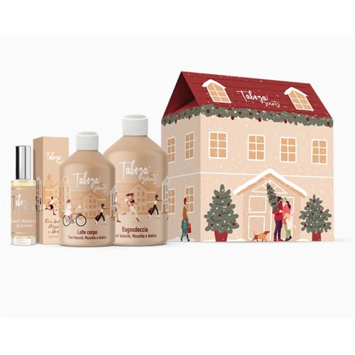 Taboga Scents Fiori Bianchi, Muschio e Ambra Taboga Scents Fiori di Cotone Bagnodoccia 500ml, Latte Corpo 280ml e Eau de Parfum 10ml