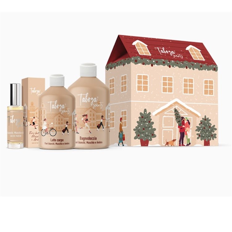 Taboga Scents Taboga Scents Taboga Scents Fiori Bianchi, Muschio e Ambra Taboga Scents Fiori di Cotone Bagnodoccia 500ml, Latte Corpo 280ml e Eau de Parfum 10ml