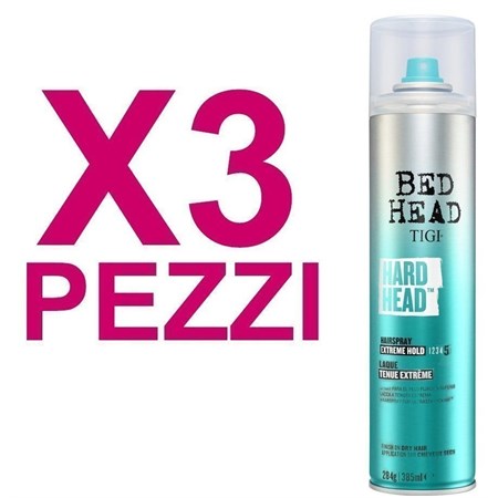tigi kit bed head hard head hairspray 385ml 3 pezzi