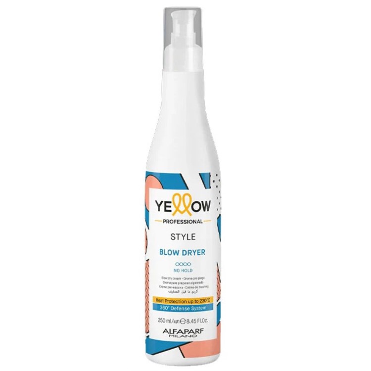 Alfaparf Yellow Alfaparf Yellow Yellow Style Blow Dryer No Hold 250ml Crema Pre Piega Protezione Termica Calore Piastra e Phon